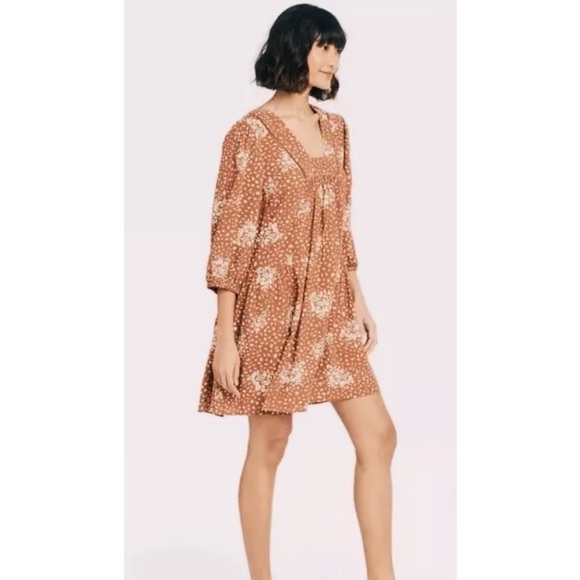 Knox Rose Tops - Knox Rose XS Loft Brown White Patterned Blouse